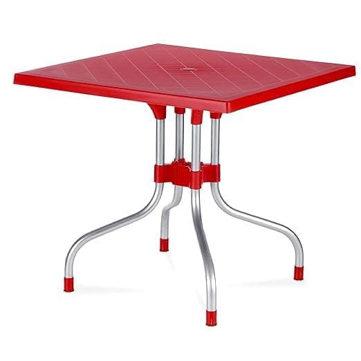 Supreme Furniture Olive Foldable Mahjong Table | 30 Inch Square Plastic Top with Metal Legs for Cards, Board Games, Indoor, Outdoor & Garden Use  | RED